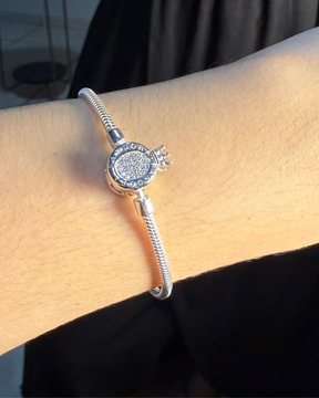 Pulseira para Berloques Coroa Cravejada De Prata 925