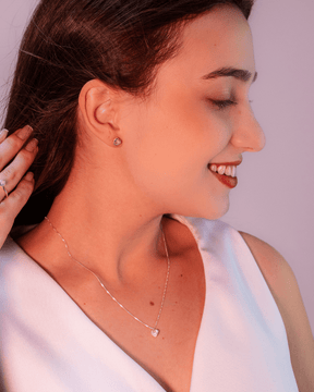 Conjunto Colar e Brinco Ponto de Luz Coração – Prata 925 | 45 cm - Karina Pratas