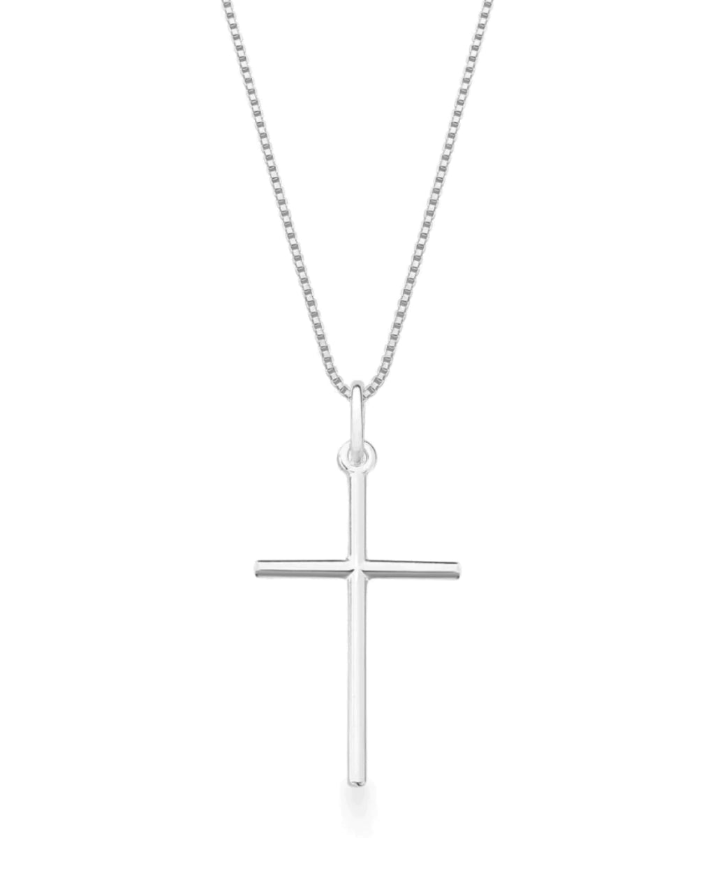 Corrente Masculina Cruz Lisa 60 CM em Prata