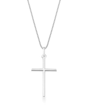 Corrente Masculina Cruz Lisa 60 CM em Prata