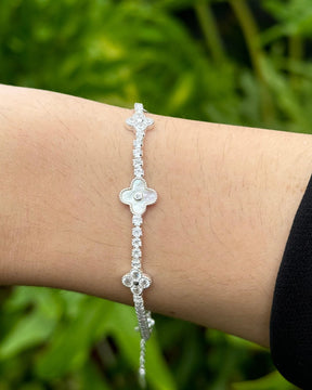 Pulseira Riviera Trevo Prata 925 18 Cm