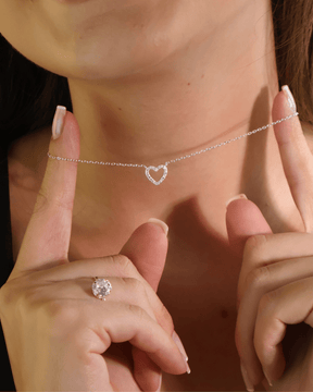 Coração Cravejado em Prata 925 - Karina Pratas