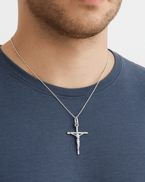 Corrente Cruz com Corpo de Cristo Em Prata 925 - Karina Pratas