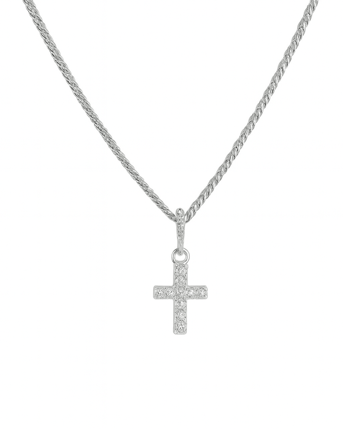 Corrente Cruz Cravejada Grumet em Prata 925 - Karina Pratas