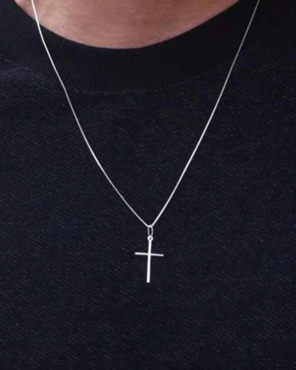 Corrente Masculina Cruz Lisa Em Prata 925 - Karina Pratas