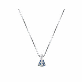 Colar De Prata Nossa Senhora Aparecida Cravejado Azul
