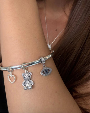 Bracelete  Liso 4 mm Aro Arredondado 18 Cm Prata 925