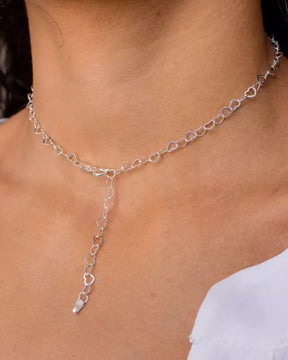 Colar Choker Corrente de Corações Prata 925