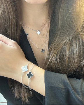 Choker Trevo cravejado em Cristal Prata 925