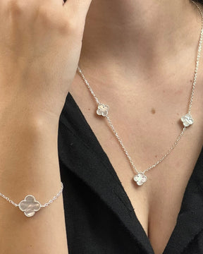 Choker Trevo cravejado em Cristal Prata 925