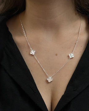Choker Trevo cravejado em Cristal Prata 925