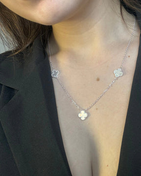 Choker Trevo cravejado em Cristal Prata 925
