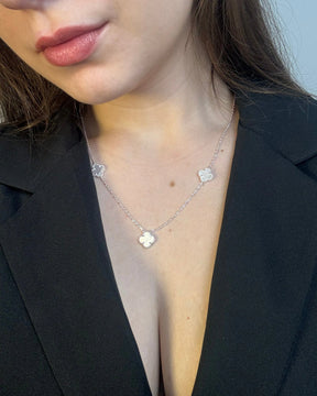 Choker Trevo cravejado em Cristal Prata 925