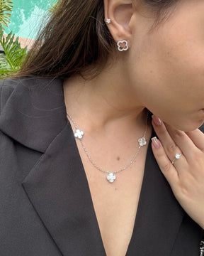 Choker Trevo cravejado em Cristal Prata 925
