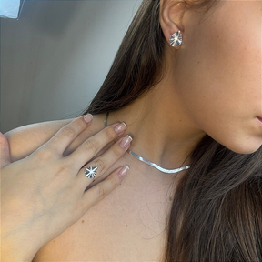 Choker De Prata Laminada 3 Cm Brilho e Charme 45 cm