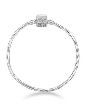 Pulseira Para Berloques Tambor Cravejado De Prata 925