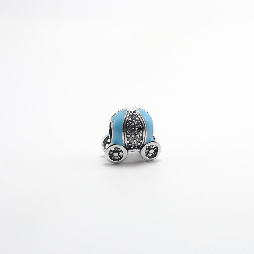 Berloque De Prata Carruagem Azul Em Prata 925