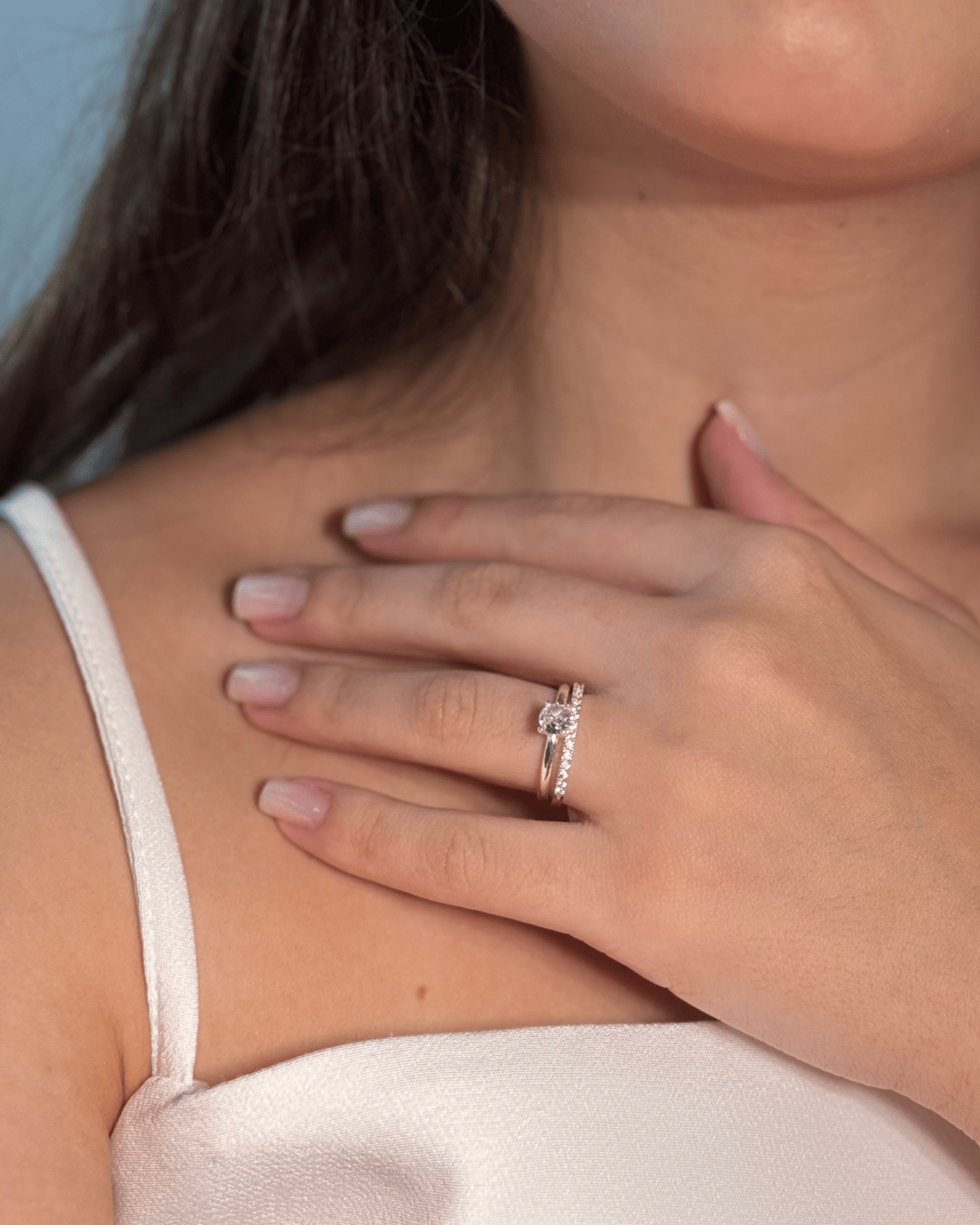 Kit Anéis Solitário e Meia Aliança Cravejada Prata 925 - Karina Pratas