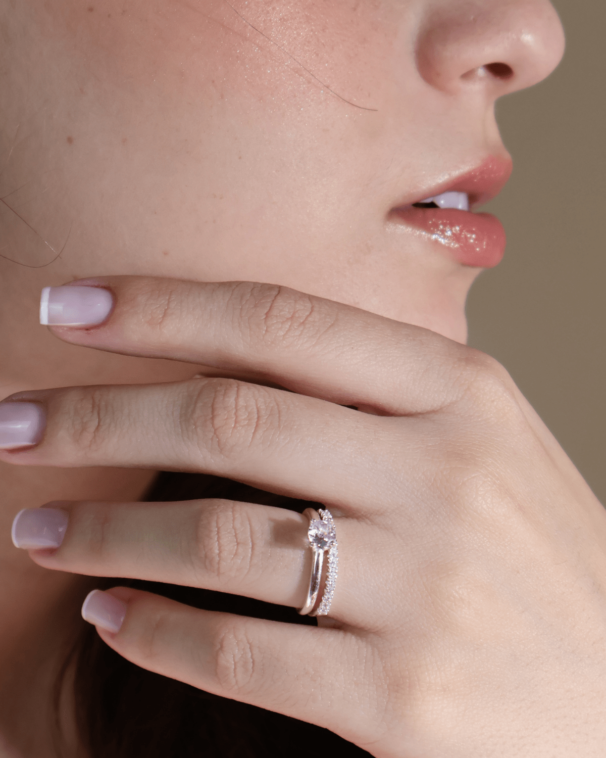 Kit Anéis Solitário e Meia Aliança Cravejada Prata 925 - Karina Pratas