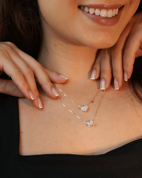 Kit Colar Inicias e Colar Coração Cravejado em Prata 925 - Karina Pratas