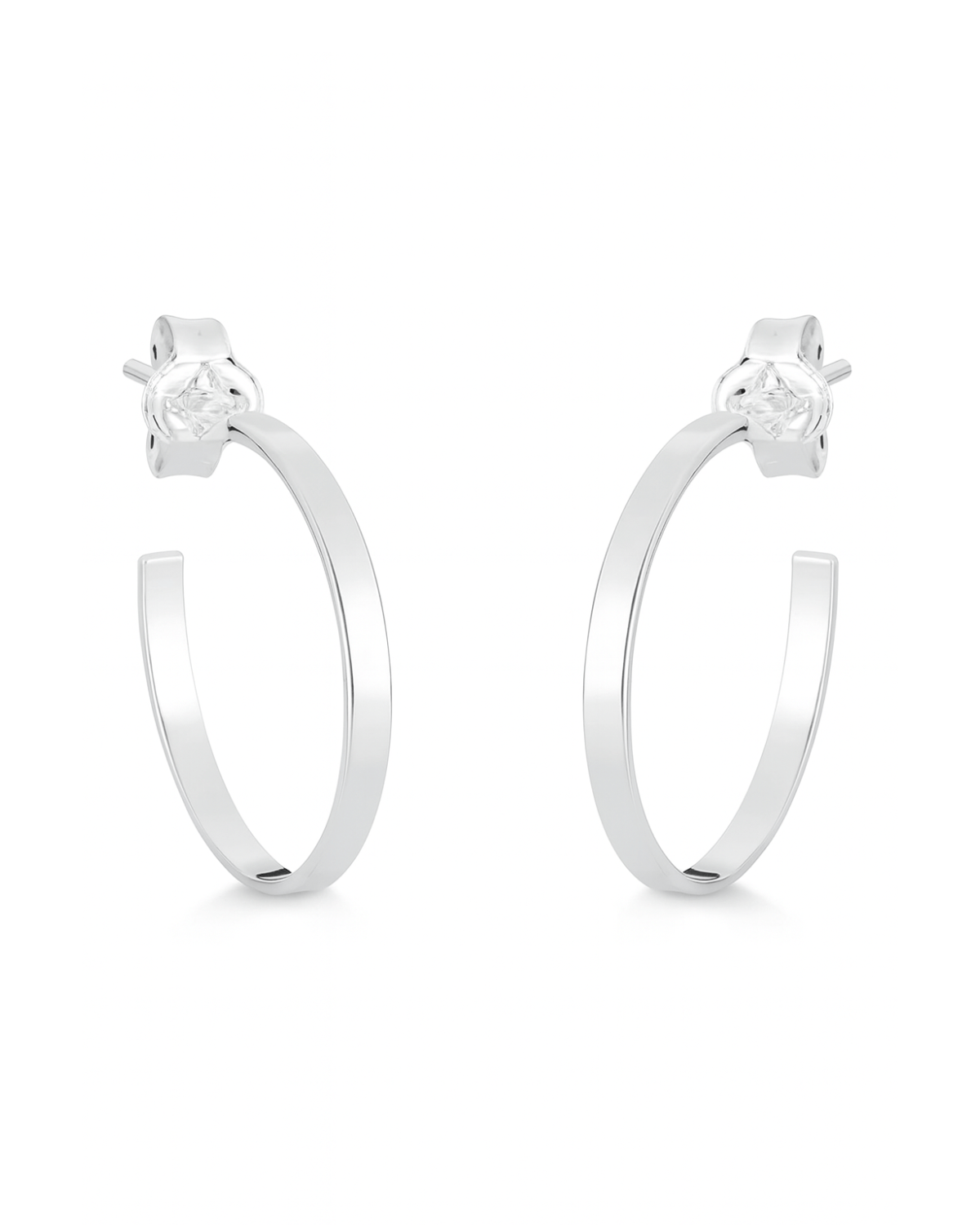 Meia Argola Grande Lisa Em Prata 925 - Karina Pratas