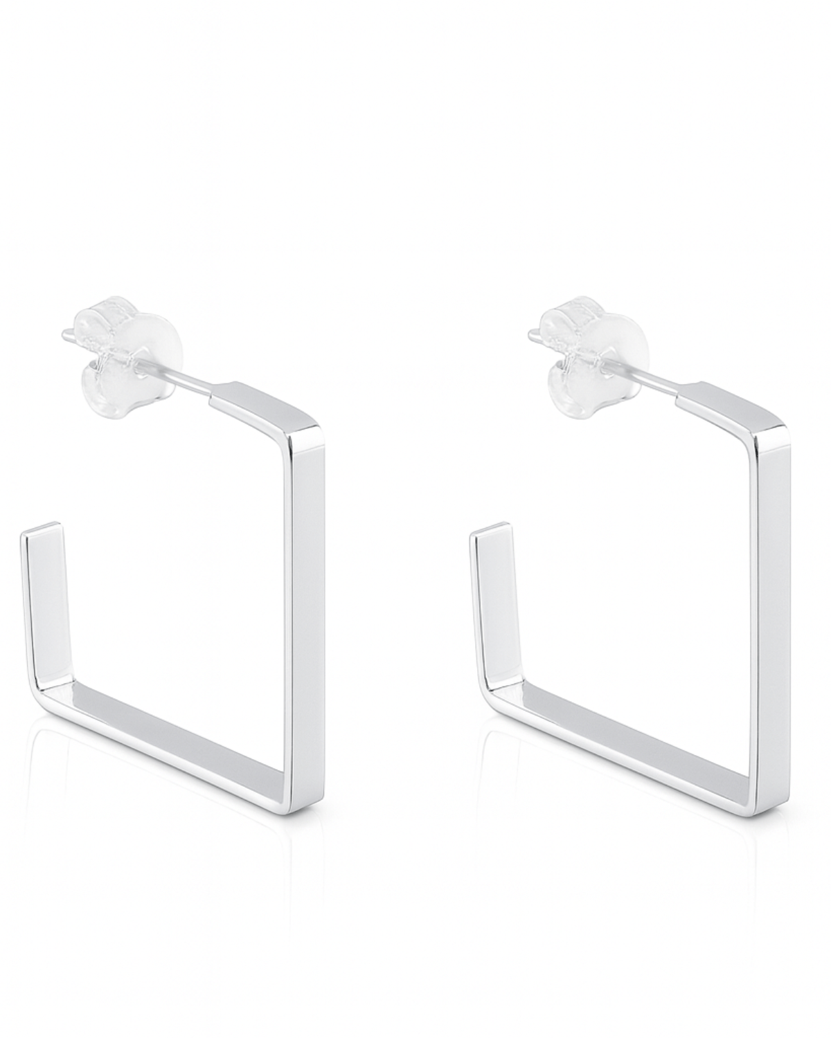 Meia Argola Quadrada Grande Prata 925 - Karina Pratas