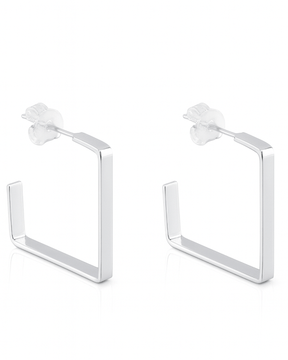 Meia Argola Quadrada Grande Prata 925 - Karina Pratas