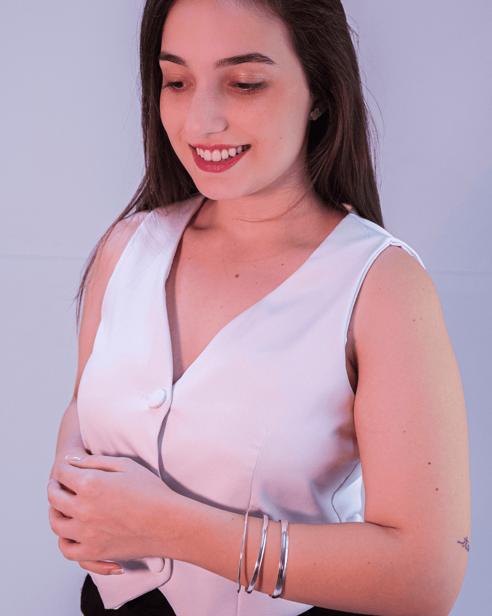 Mix com Três Braceletes Lisos Click Em Prata 925 - Karina Pratas