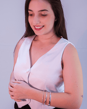 Mix com Três Braceletes Lisos Click Em Prata 925 - Karina Pratas