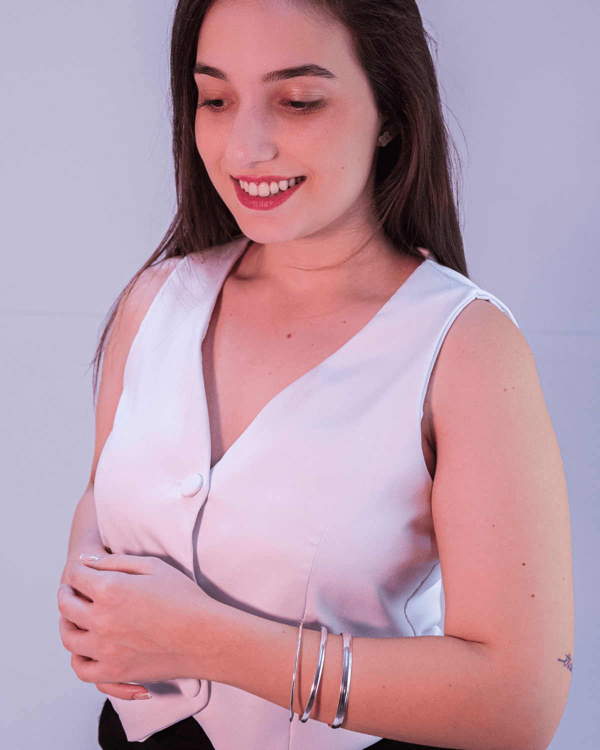 Mix com Três Braceletes Lisos Click Em Prata 925 - Karina Pratas