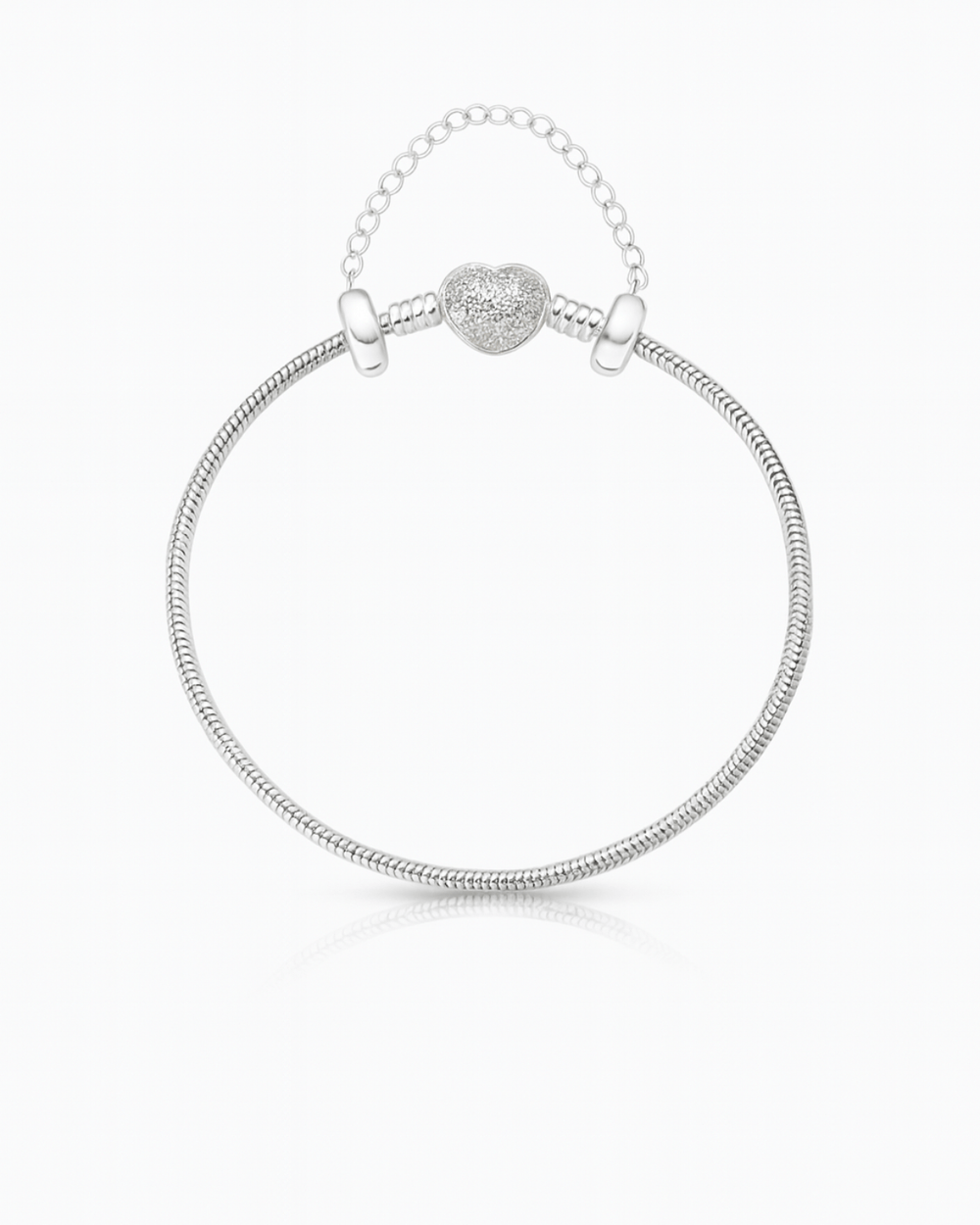 Pulseira Berloque + Trava de Segurança Coração Prata 925 - Karina Pratas