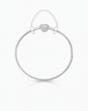 Pulseira Berloque + Trava de Segurança Coração Prata 925 - Karina Pratas