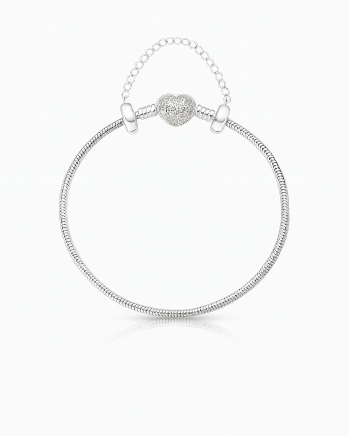 Pulseira Berloque + Trava de Segurança Coração Prata 925 - Karina Pratas