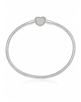 Pulseira Berloques Coração Cravejado De Prata 925 - Karina Pratas