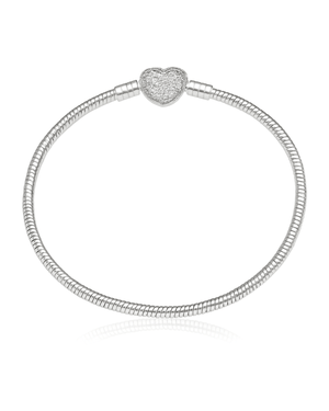 Pulseira Berloques Coração Cravejado De Prata 925 - Karina Pratas