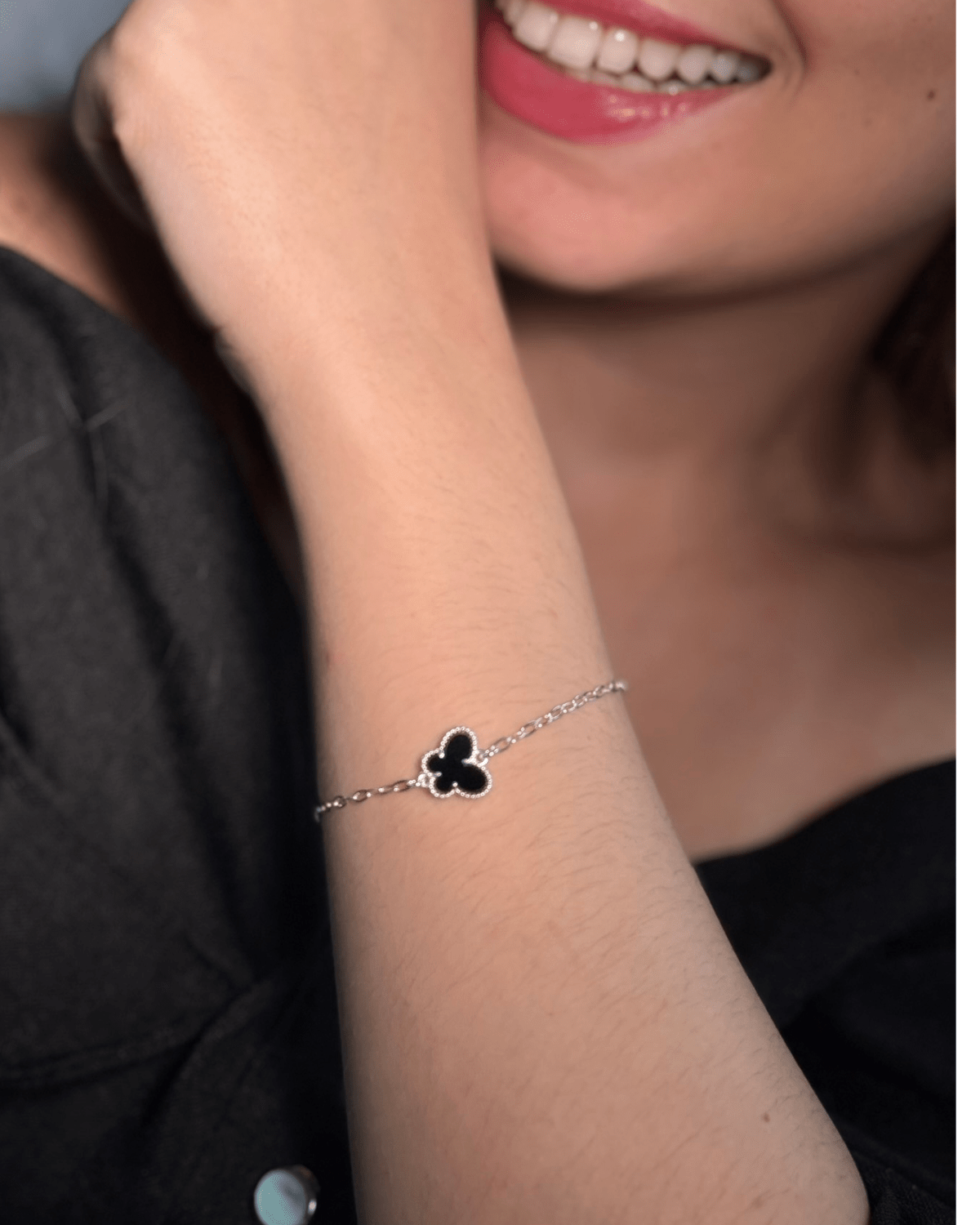 Pulseira Borboleta Preta em Prata 925 - Karina Pratas
