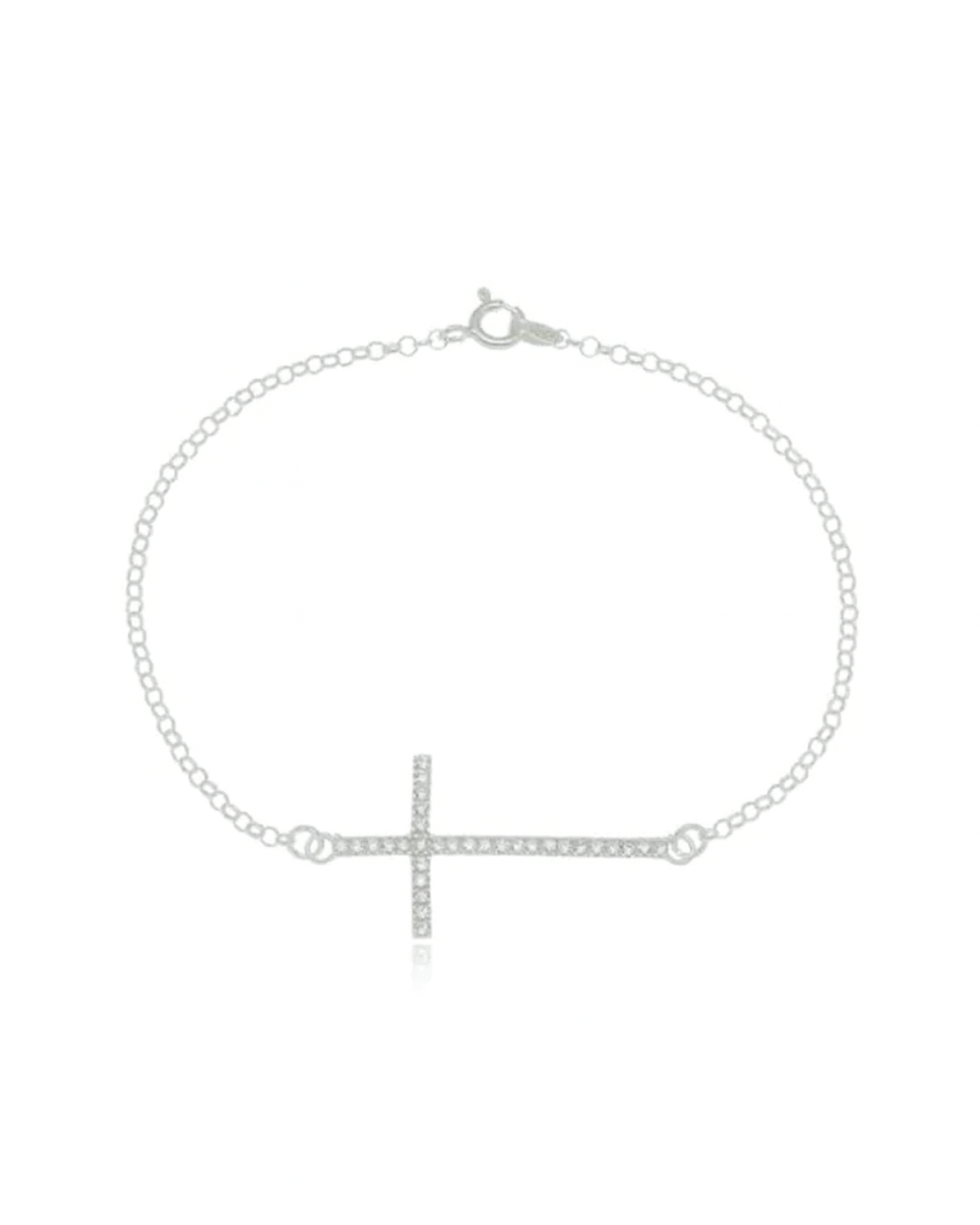 Pulseira Cruz Cravejada De Prata 925 - Karina Pratas