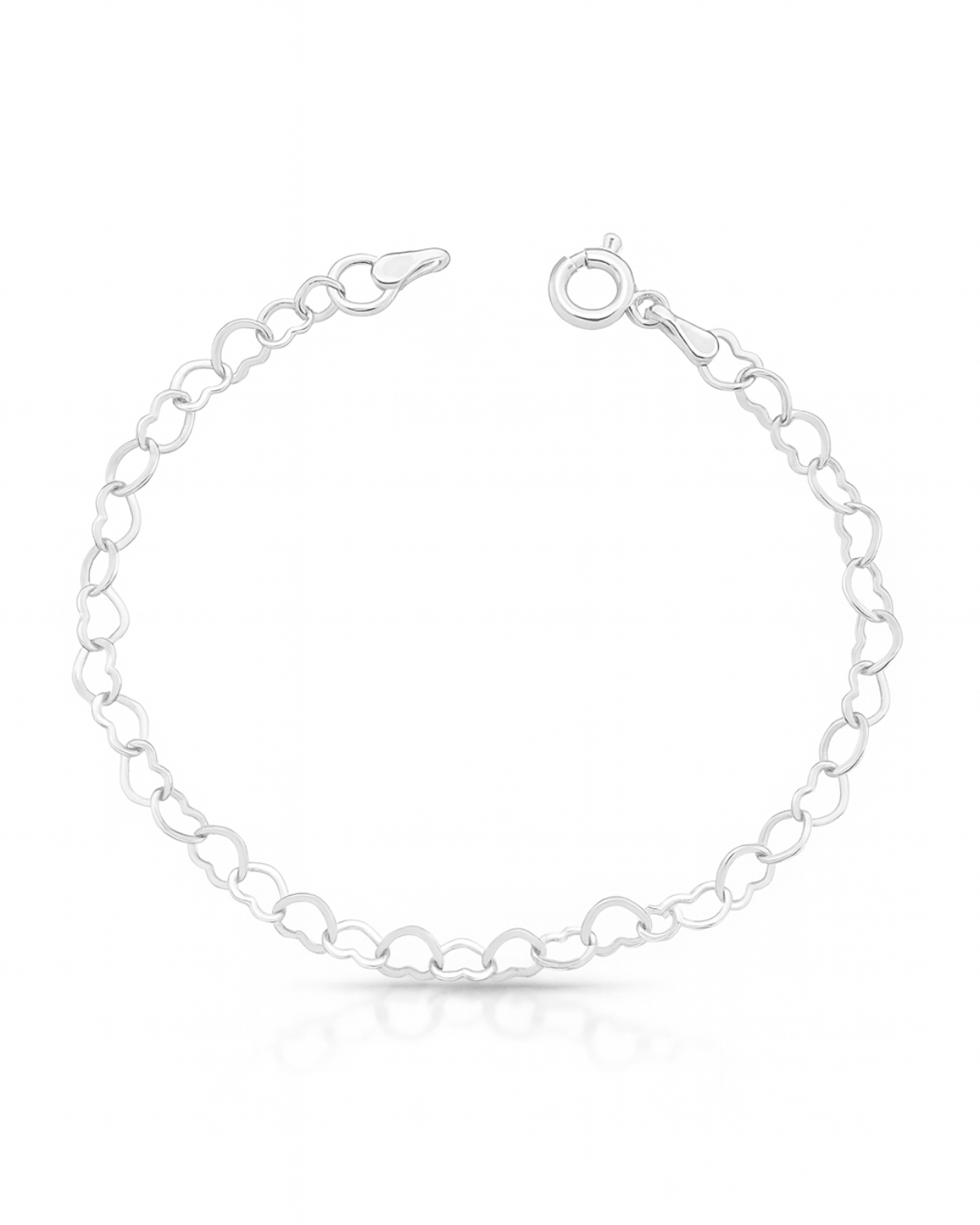 Pulseira Elos de Coração De Prata 925 - Karina Pratas