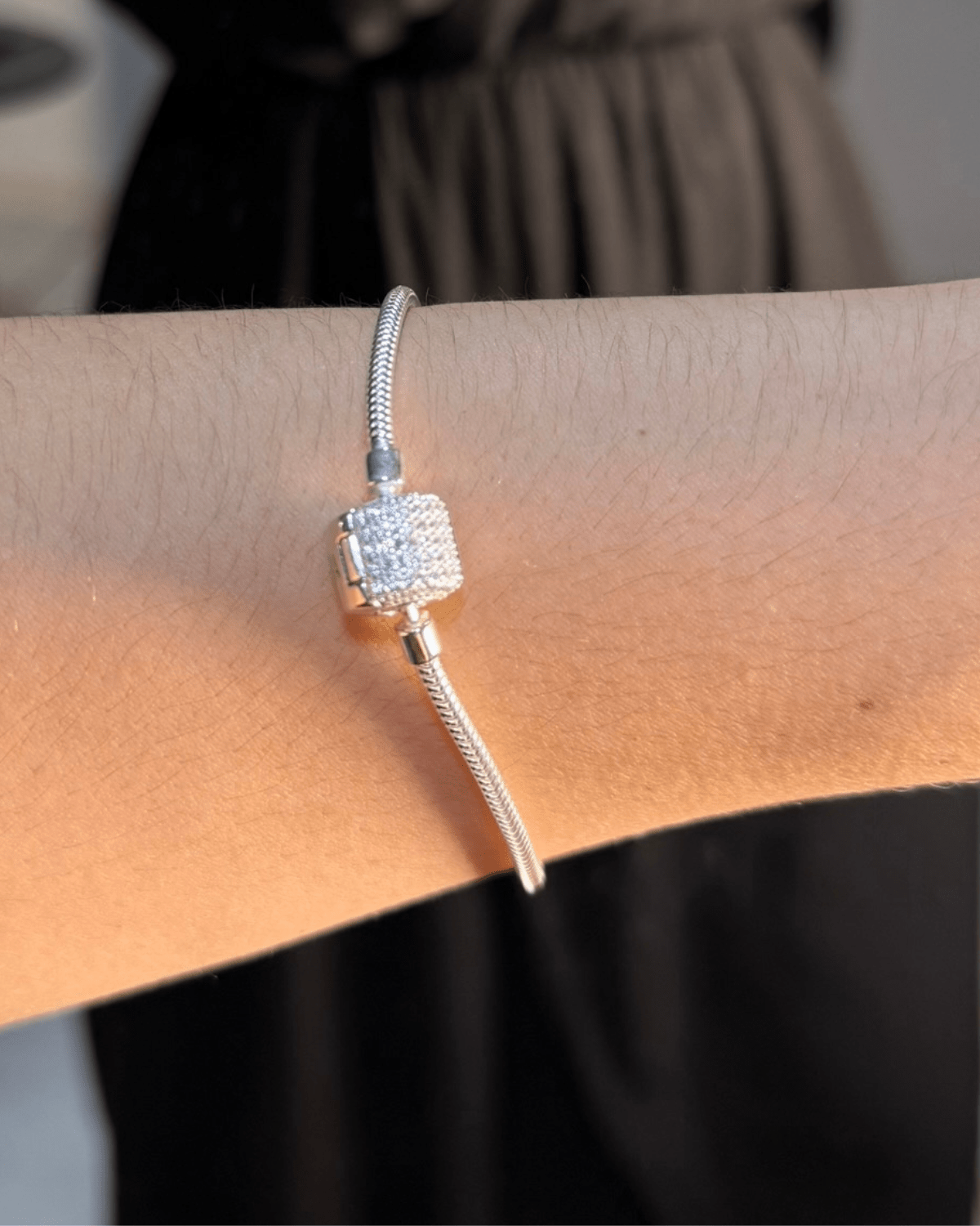 Pulseira Para Berloques Tambor Cravejado De Prata 925 - Karina Pratas