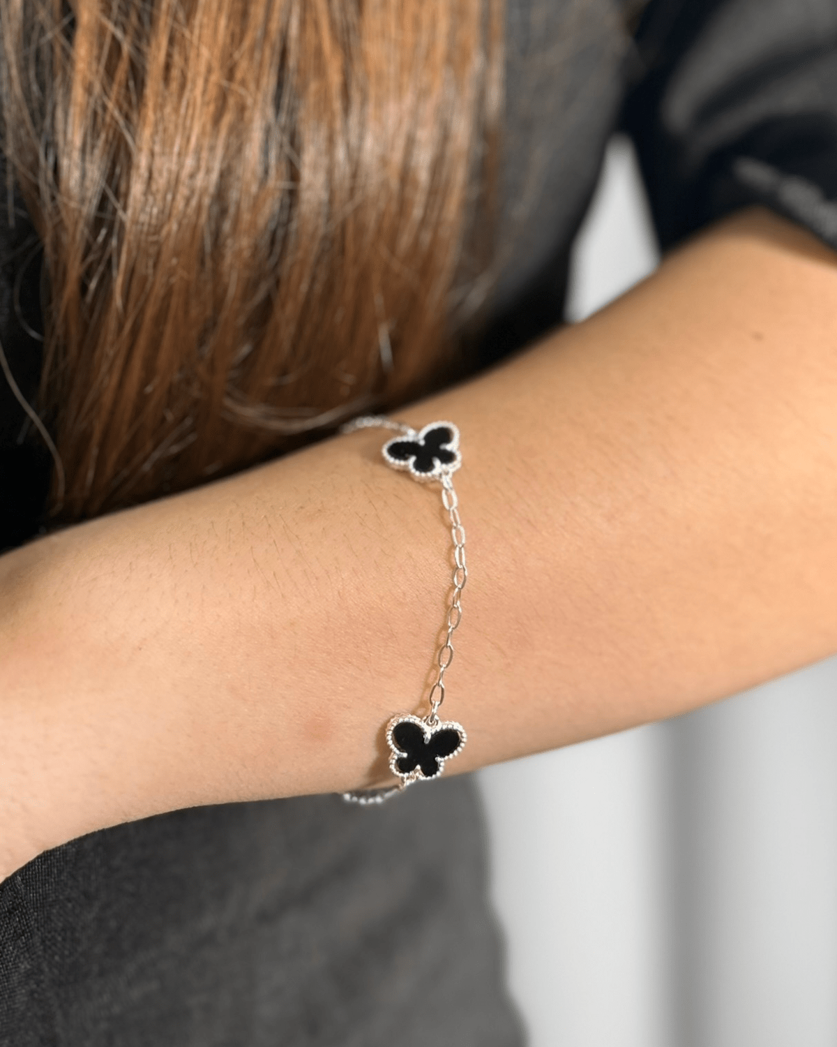 Pulseira Três Borboletas Pretas em Prata 925 - Karina Pratas