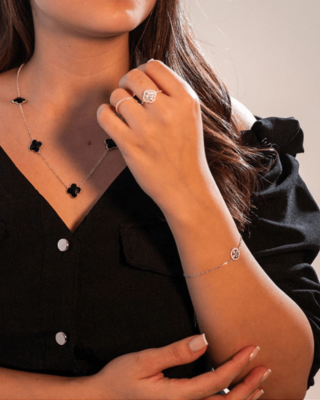 Pulseira Trevo Cravejada em Prata 925 - Karina Pratas