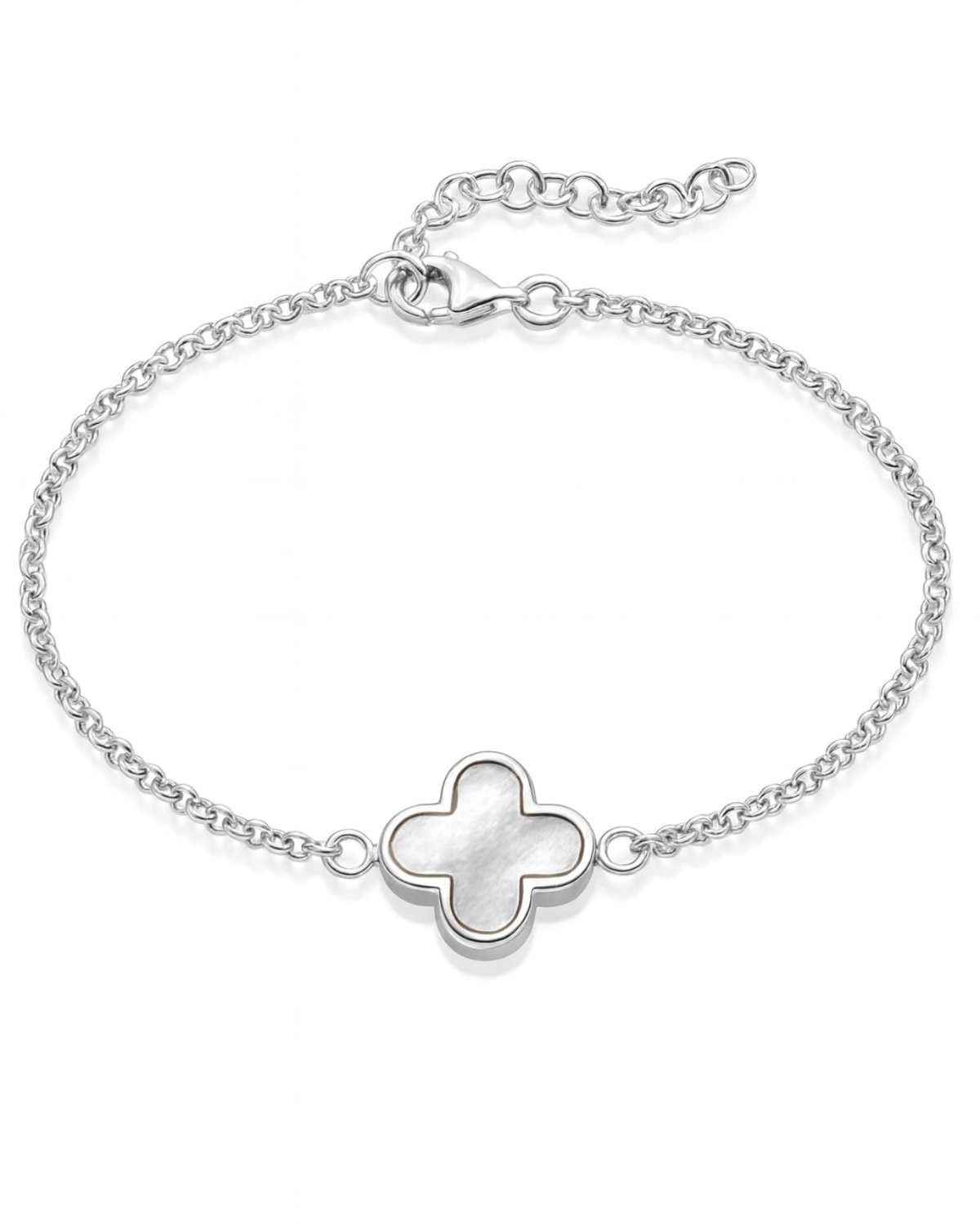 Pulseira Trevo Pedra Branco em Prata 925 - Karina Pratas