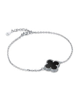 Pulseira Trevo Pedra Preta Prata 925 - Karina Pratas