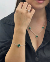 Pulseira Trevo Verde em Prata 925 - Karina Pratas
