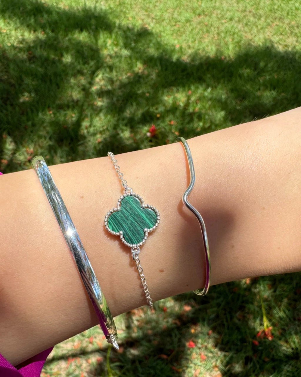Pulseira Trevo Verde em Prata 925 - Karina Pratas