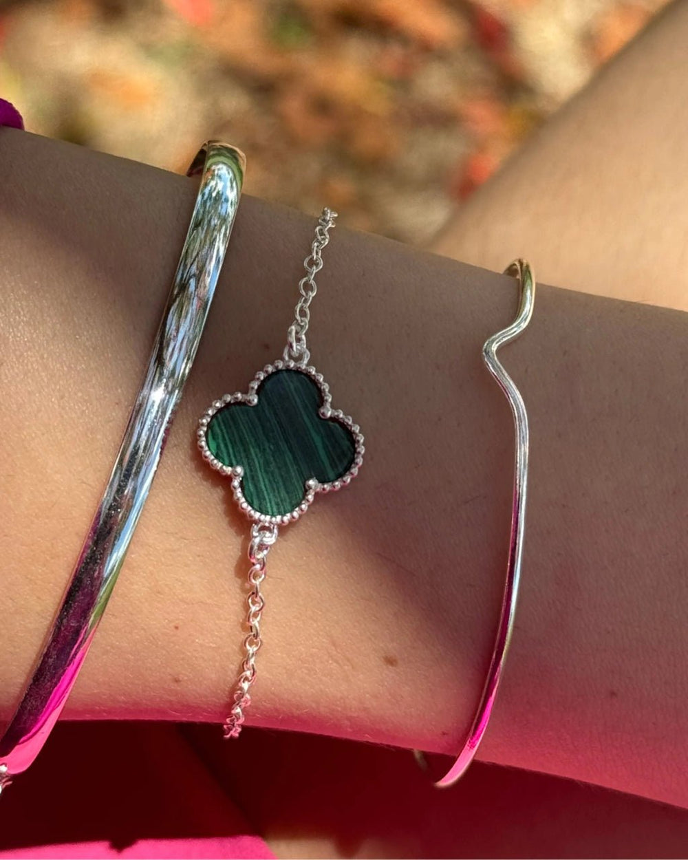 Pulseira Trevo Verde em Prata 925 - Karina Pratas