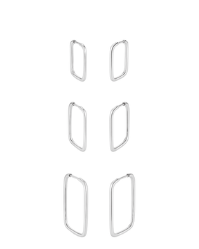 Trio Argola Fio Quadrado de Prata 925 - Karina Pratas