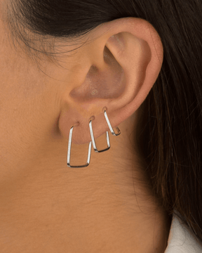 Trio Argola Fio Quadrado de Prata 925 - Karina Pratas