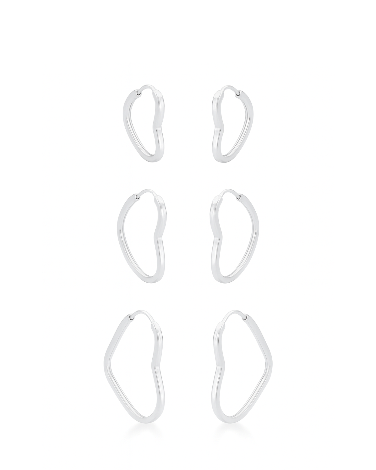 Trio de Argolas Coração em Prata 925 - Karina Pratas