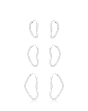 Trio de Argolas Coração em Prata 925 - Karina Pratas